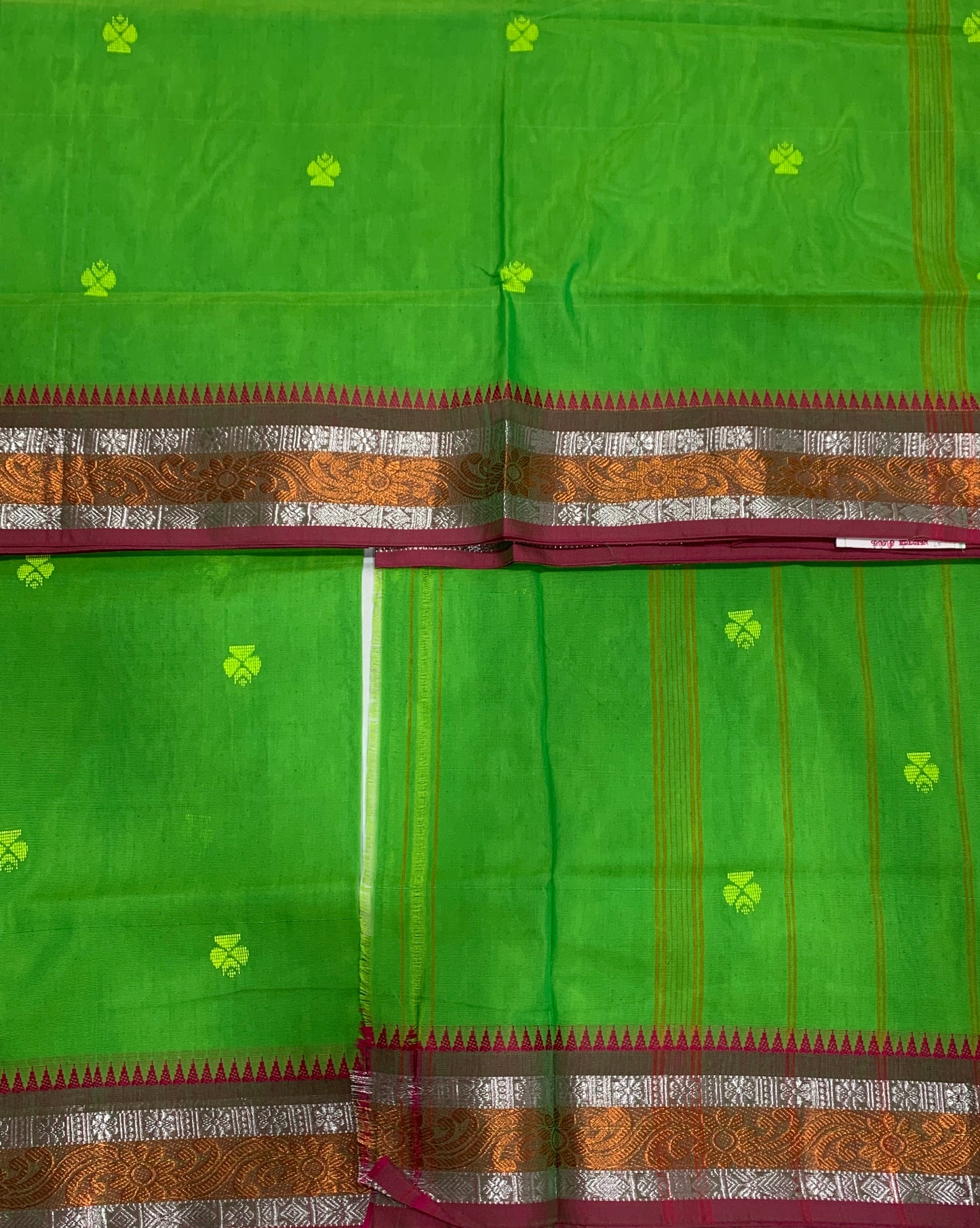 Chettinad Cotton Saree Light Green with Floral Design Border