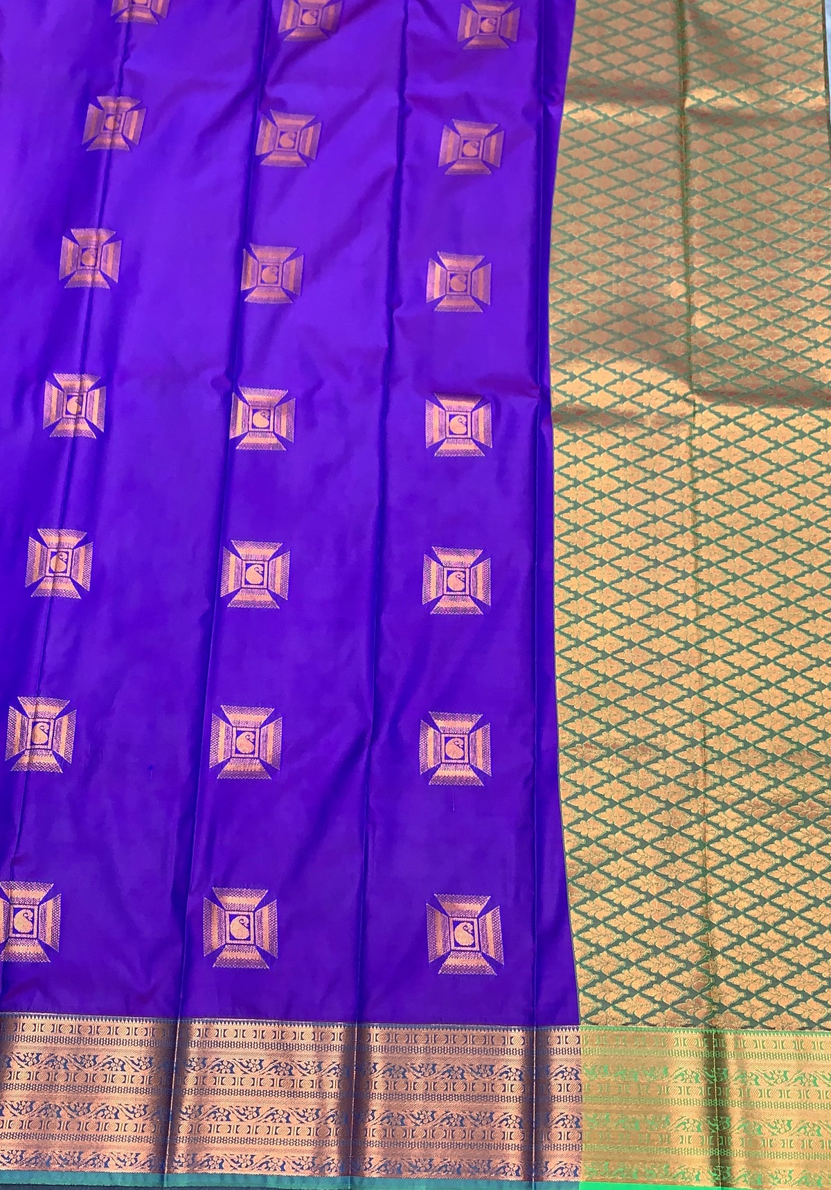 Soft Silk Casual Saree Purple Colour with Green Colour Border