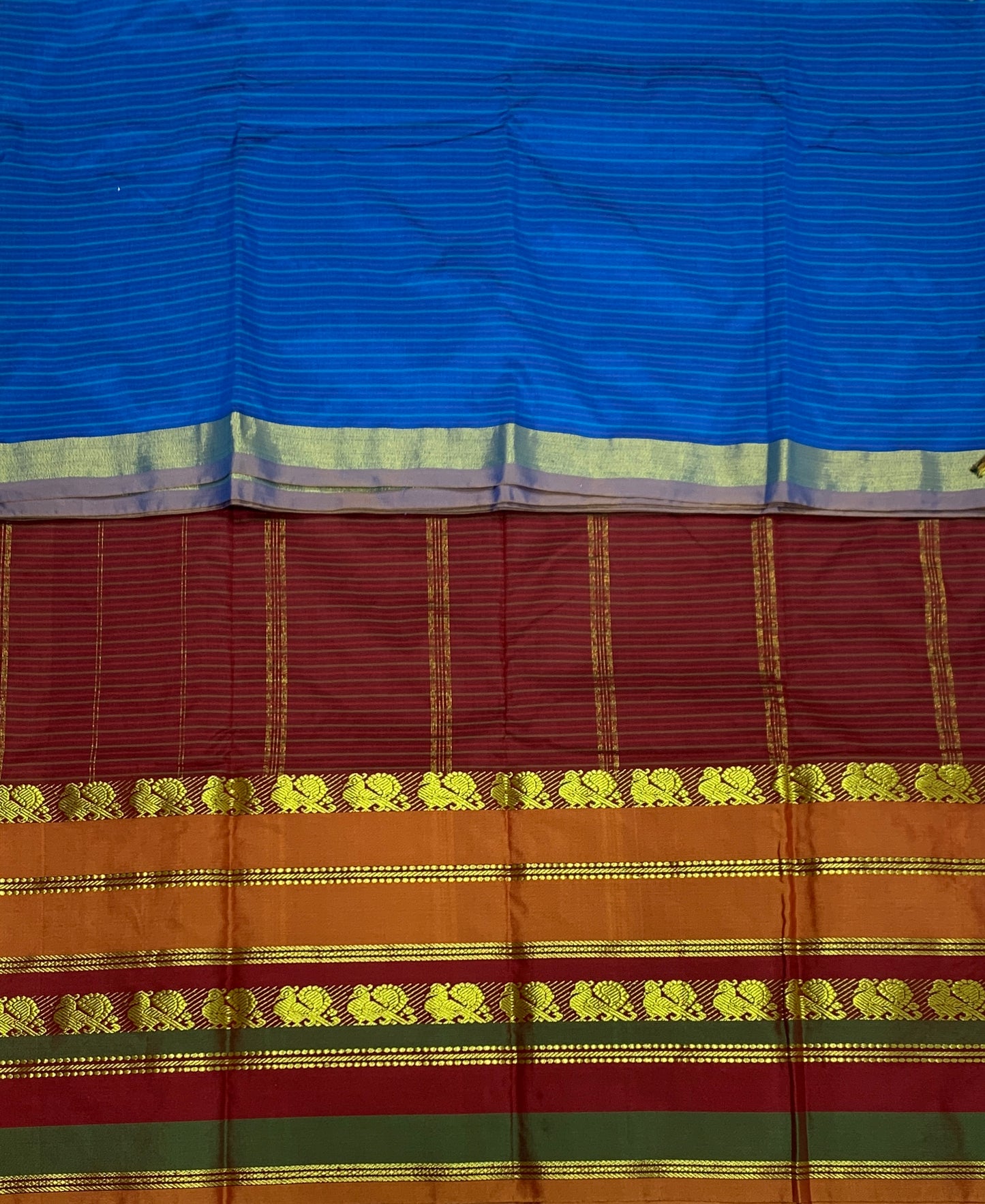 Arani Silk Saree Pepsi Blue Colour with Blue and Bird Design