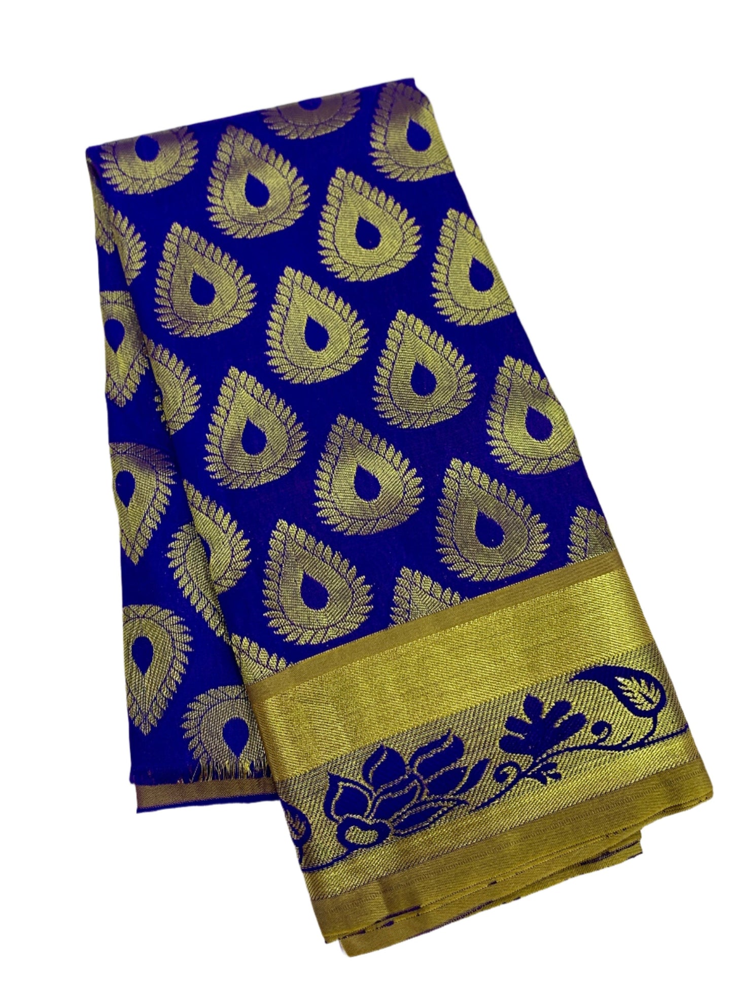 Blue Shade Vegan Silk  Kids Pattu Pavadai with contrast border for newborn to 2 Years