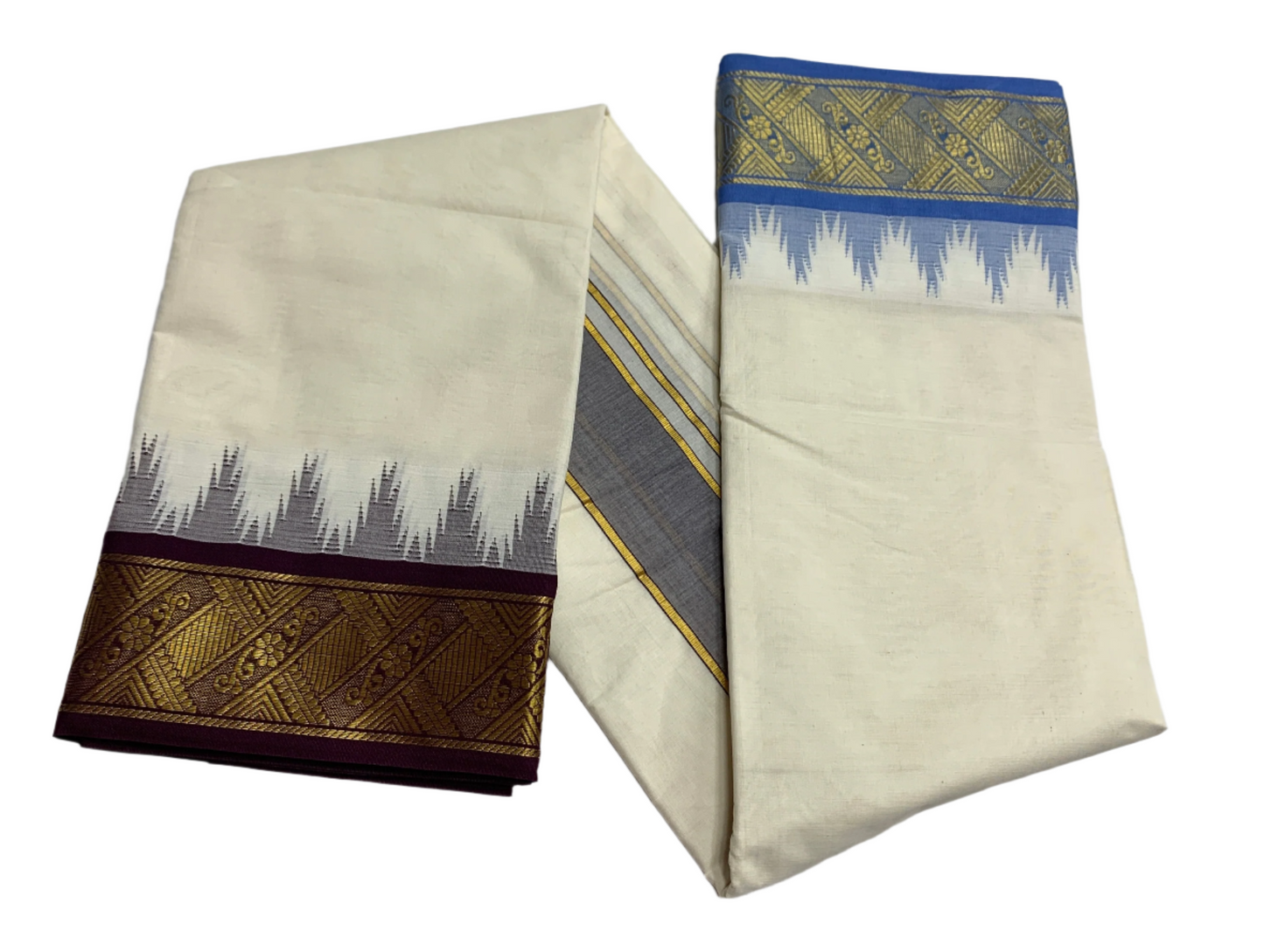 Korvai Cotton Dhoti Half White Colour