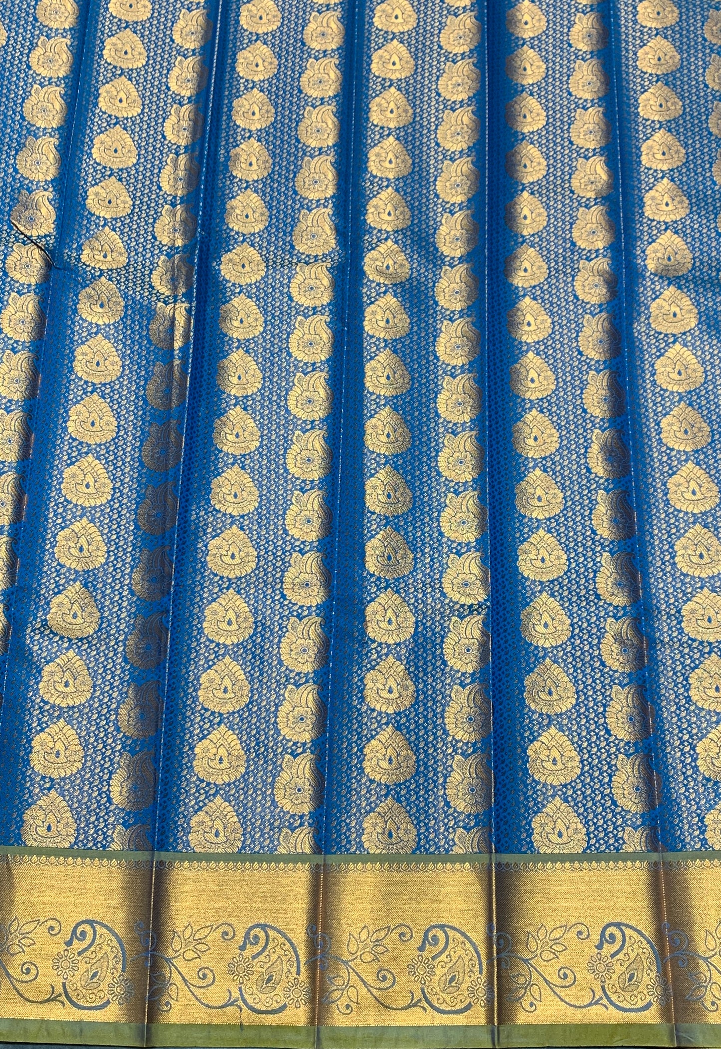 Vegan Silk Saree Sky Blue Colour with Copper Border