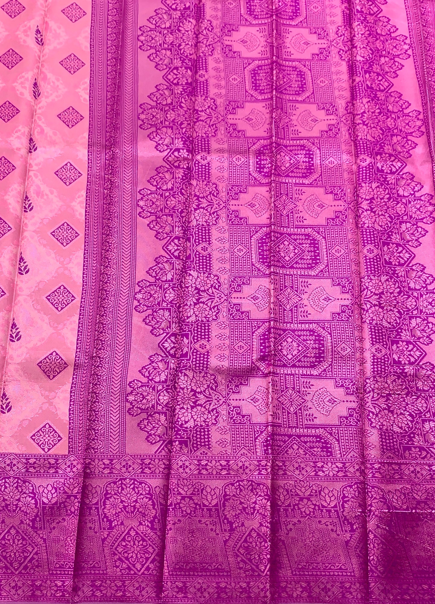 Baby Pink Colour Art Silk Saree with Magenta Border