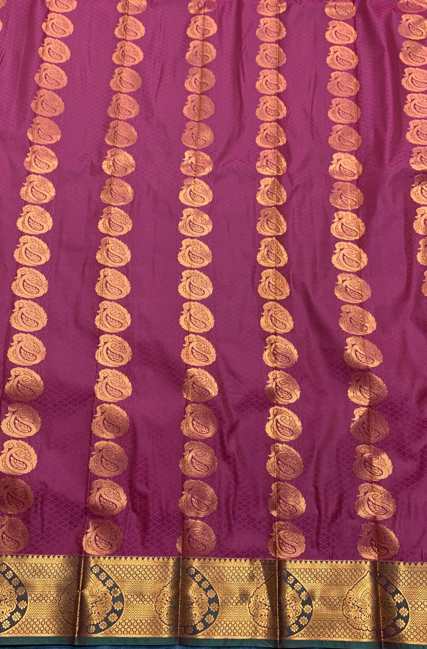 Vegan Silk Saree Maroon Colour Saree with Copper Border