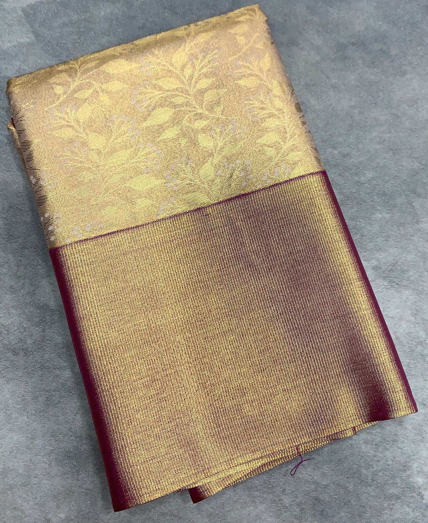 Fancy Tissue Saree Golden Colour with Light Purple Colour Border