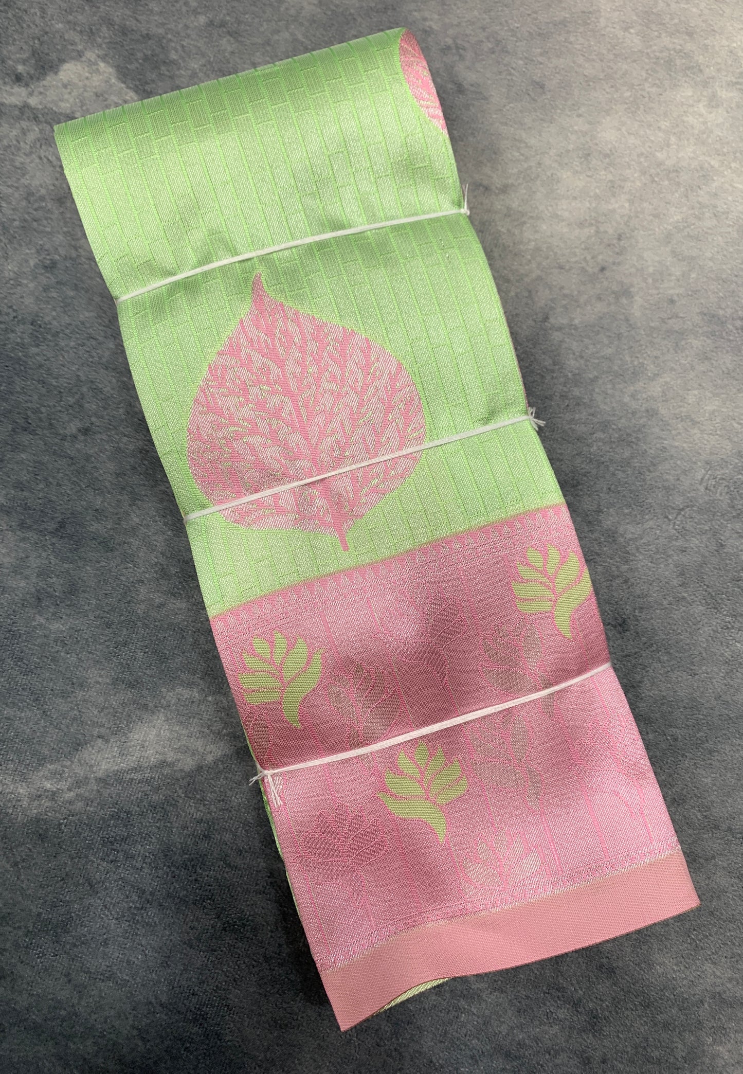 Art Silk Saree Pista Green Colour with Baby pink Colour Border