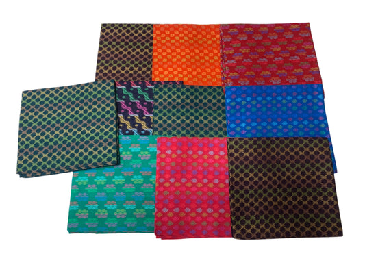 Cotton Multi-Colours Unstiched Blouse Piece Material - Assorted By Any 5 Pieces