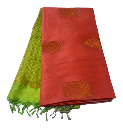 Soft Silk Saree Dark peach Colour