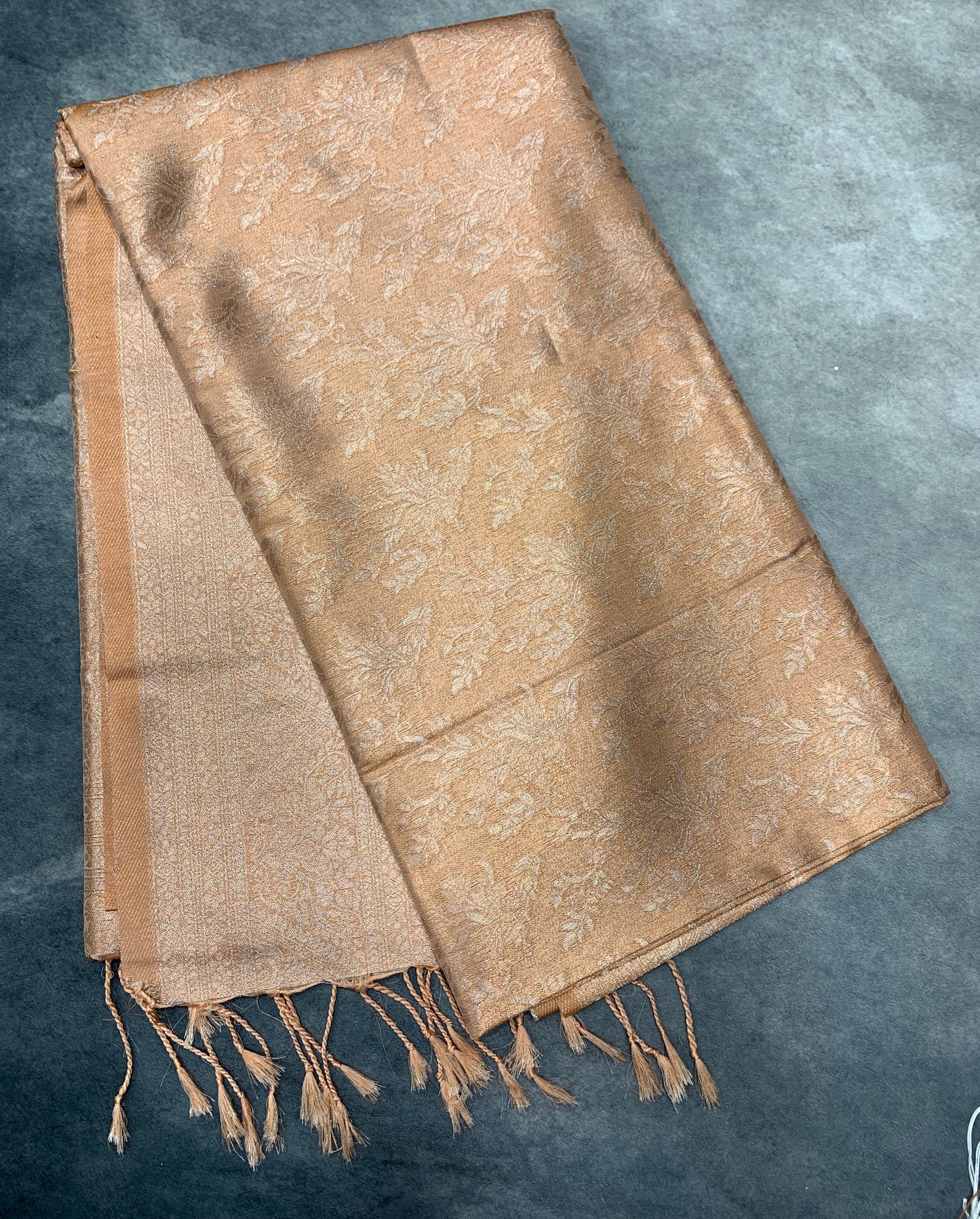 Fancy Tissue Saree Light Orange Colour with Self Border