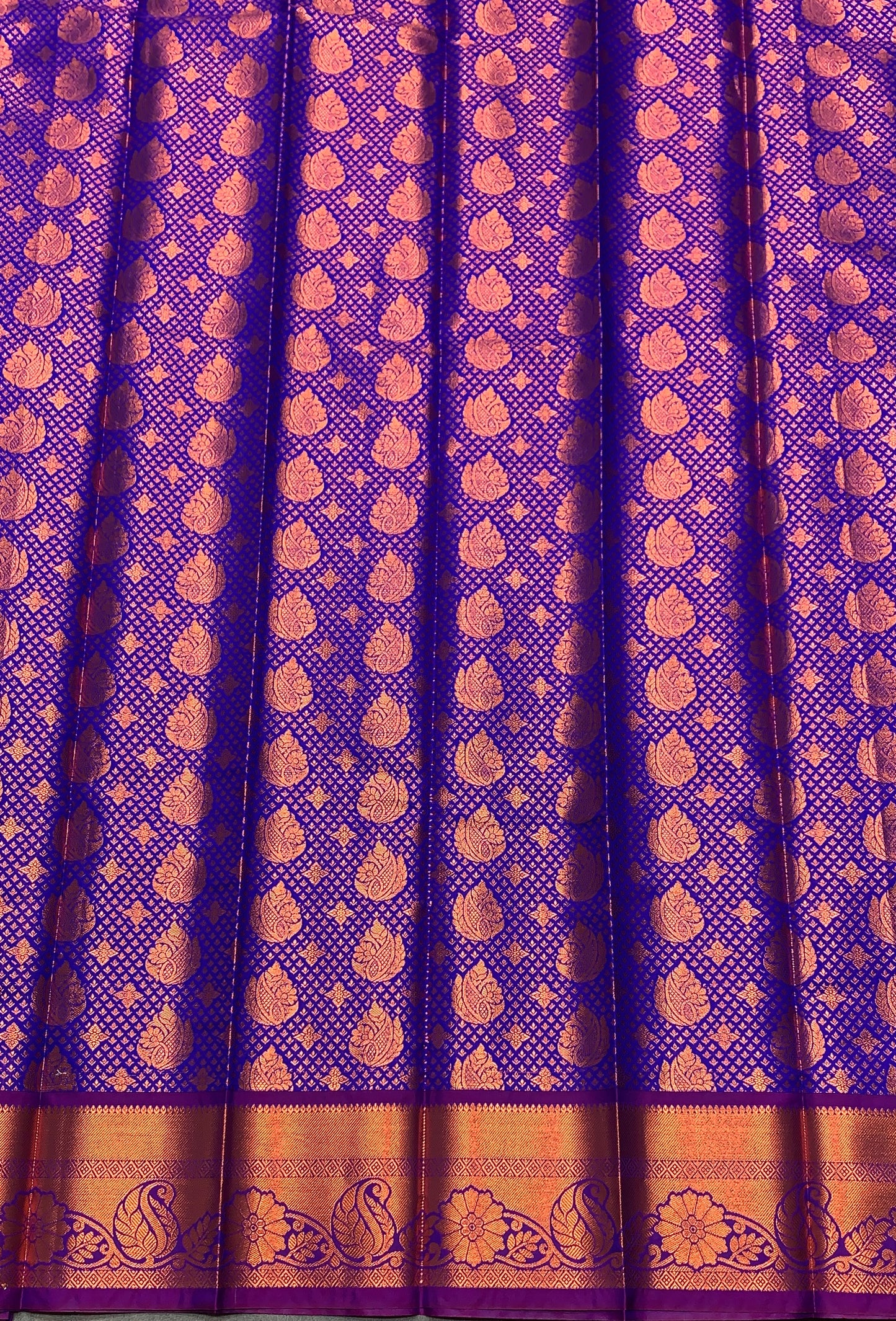 Vegan Silk Saree Violet Colour with Magenta and Copper Border