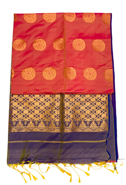 Soft Vegan Silk Saree Brownish Orange shade