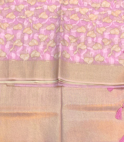 Banaras Katan Saree Lavender Colour with Katan Work Border