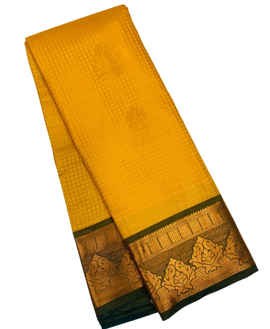 Art Silk Saree Mustard Colour with Green Border