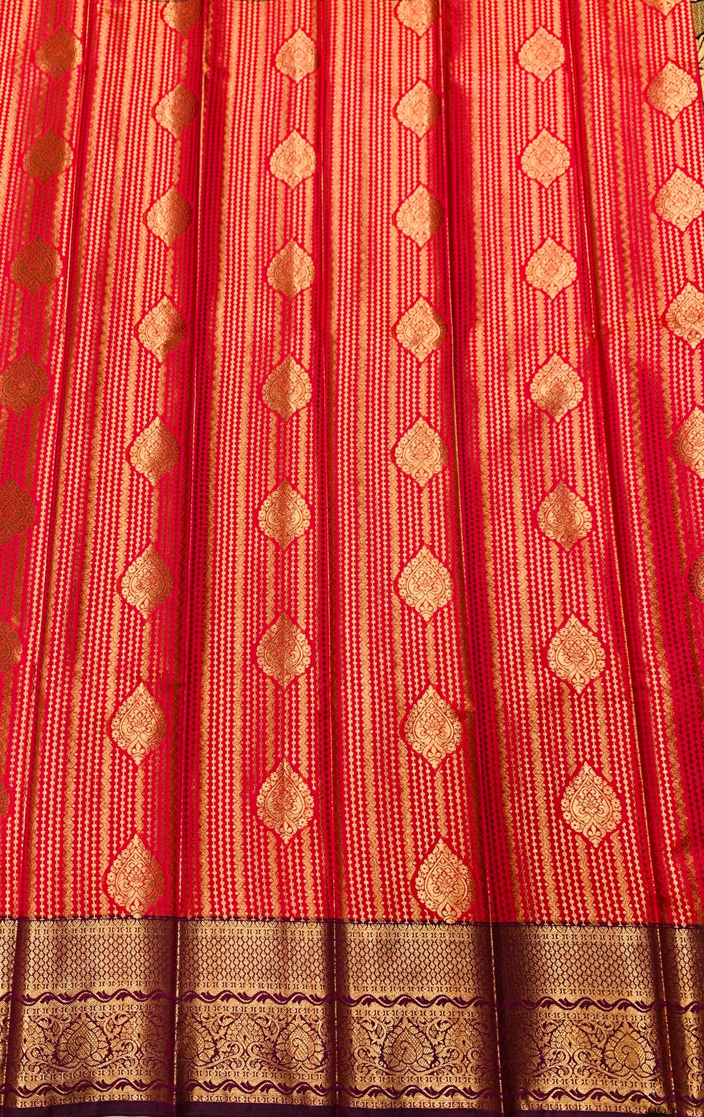 Vegan Silk Saree Baby Pink shade with Copper Border