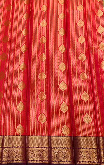 Vegan Silk Saree Baby Pink shade with Copper Border