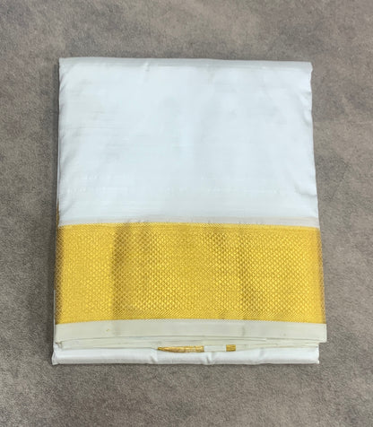 Pure Silk Dhoti 8 mulam White Colour Big Border