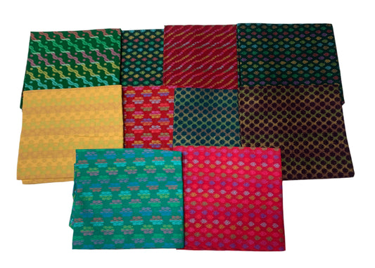 Cotton Multi-Colours Unstiched Blouse Piece Material - Assorted By Any 5 Pieces