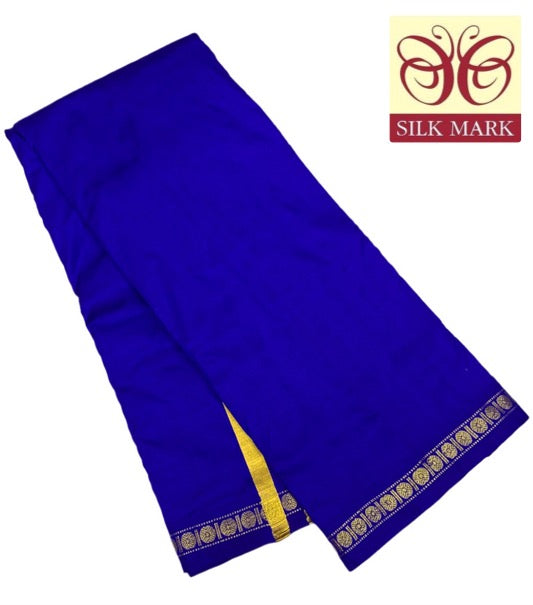 9X5 Pure Silk Dhoti Violet Small Border