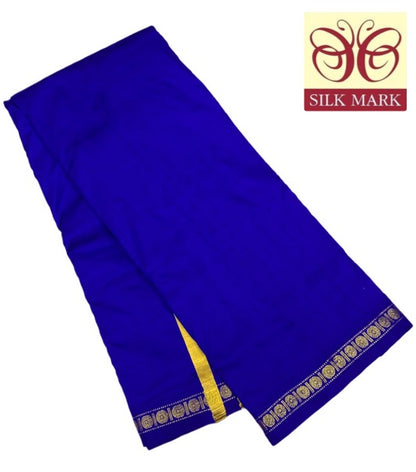 9X5 Pure Silk Dhoti Violet Small Border