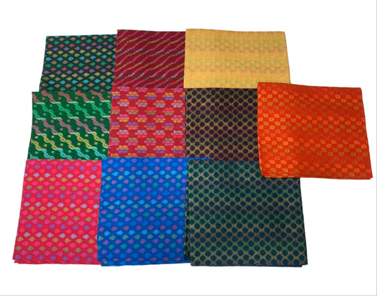 Cotton Multi-Colours Unstiched Blouse Piece Material - Assorted By Any 5 Pieces