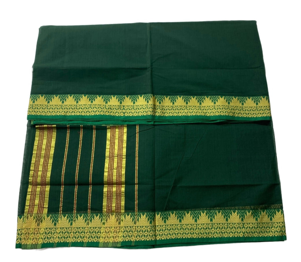 Chettinad Cotton Saree Dark Green