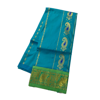 Green shade Semi Silk Kids Pattu Pavadai with Contrast border for age 5 to 10