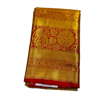 Golden shade Soft kanchi pattu with Flower design