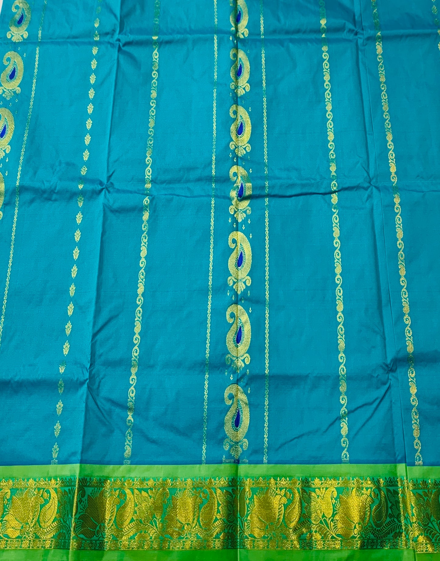 Green shade Semi Silk Kids Pattu Pavadai with Contrast border for age 5 to 10