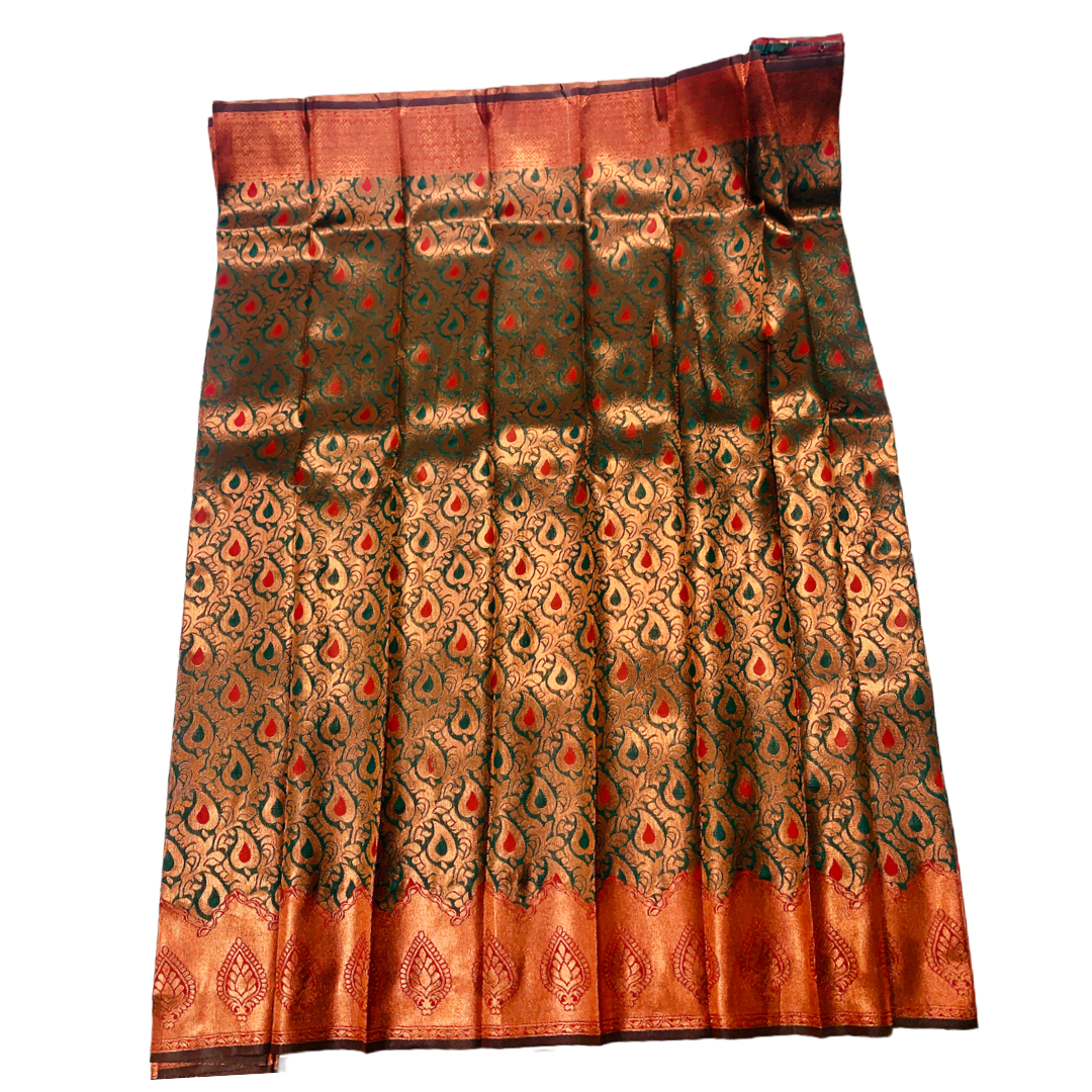 Green shade saree with Leaf Design