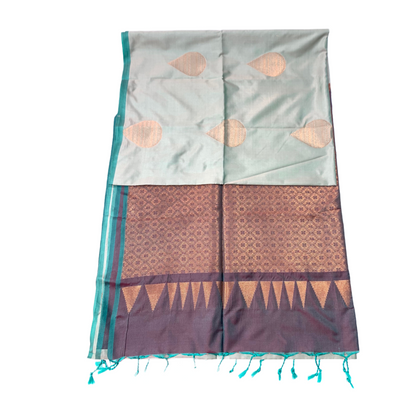 Soft Vegan Silk Saree Pista Green Colour with Border less