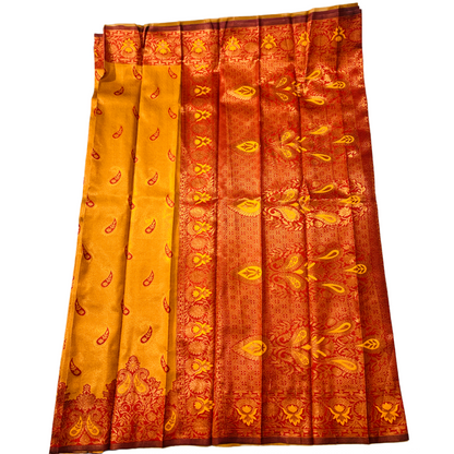 Golden Yellow shade saree with Mango Design