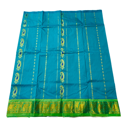 Green shade Semi Silk Kids Pattu Pavadai with Contrast border for age 5 to 10