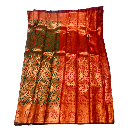 Green shade saree with Leaf Design