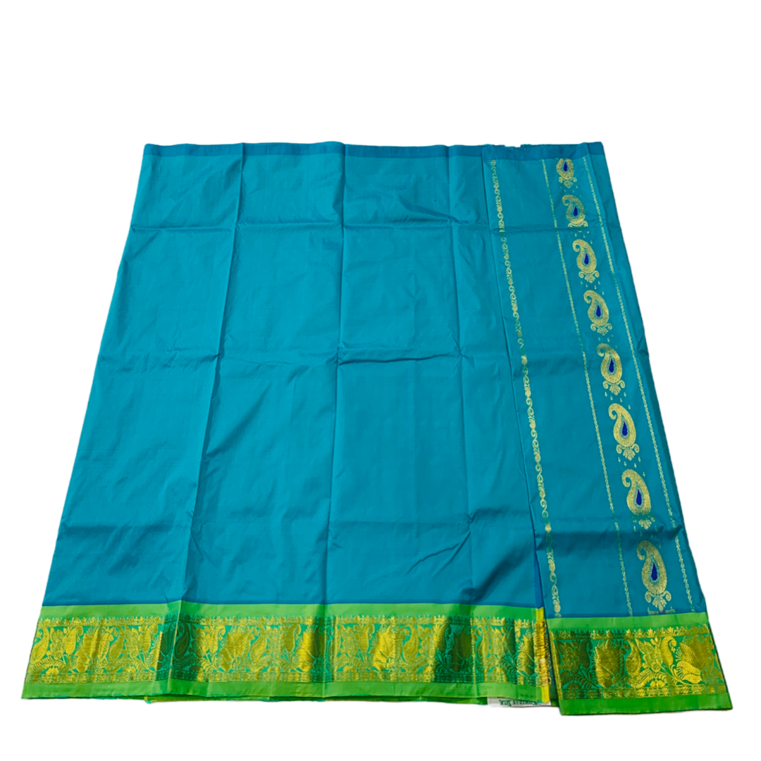 Green shade Semi Silk Kids Pattu Pavadai with Contrast border for age 5 to 10