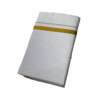 White Cotton Dhoti with Golden  Border.