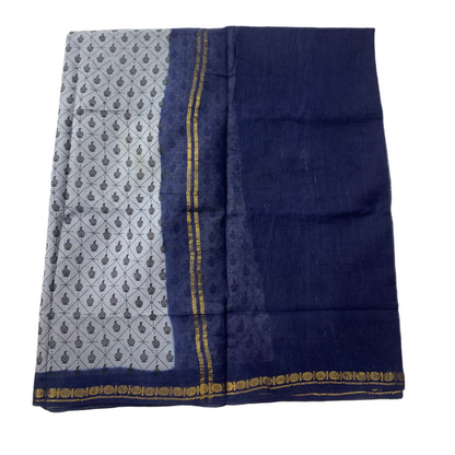 Chettinad Sungudi Cotton Gray Printed Saree