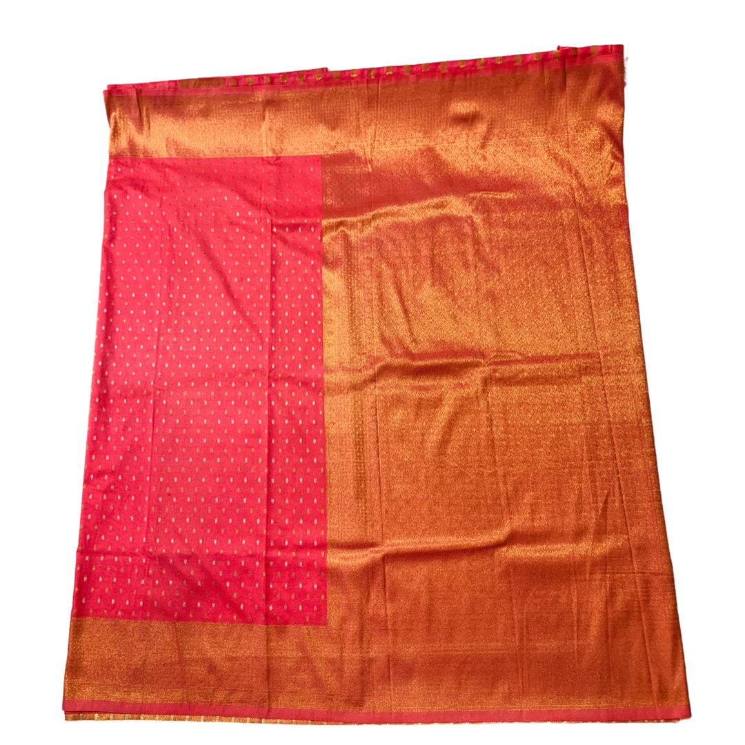 Soft vegan silk Saree Baby Pink shade with Copper Border