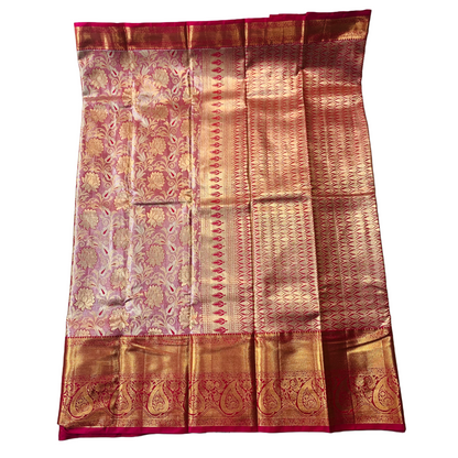 Vegan Silk Saree Pink shade with big mango border