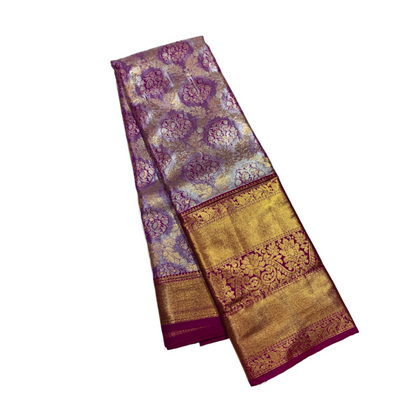 Golden Lavender shade Soft kanchi pattu with Purple and Golden Border