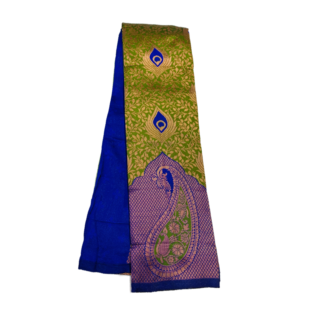 Green shade saree with Blue Border with Mango design