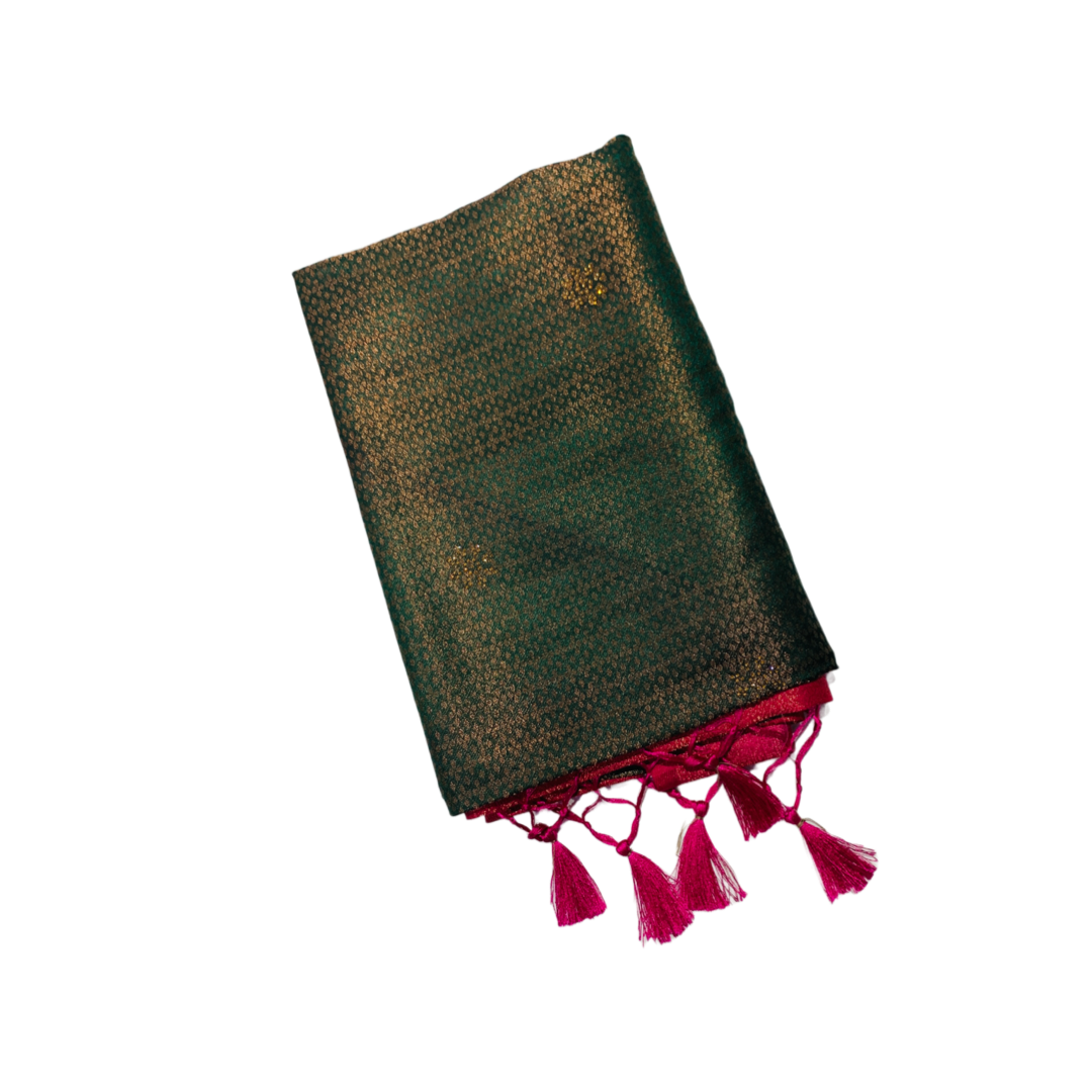 Green shade kuberra pattu with Pink Pallu