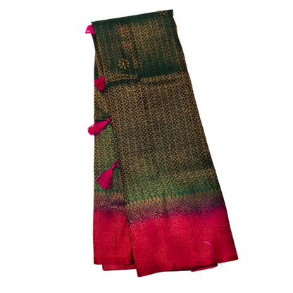 Green shade kuberra pattu with Pink Pallu