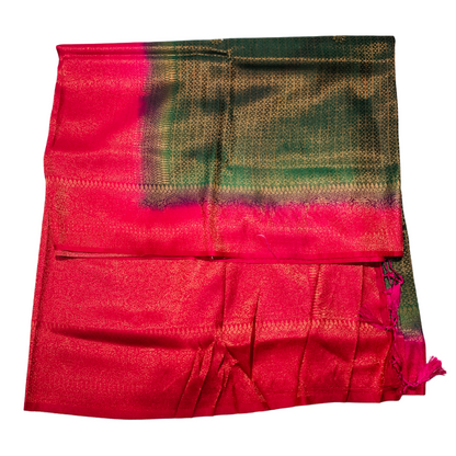 Green shade kuberra pattu with Pink Pallu