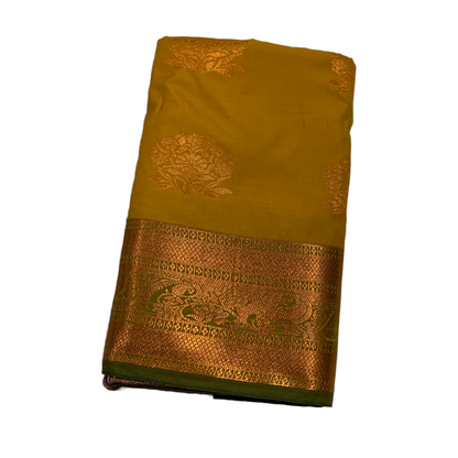 Soft Vegan Silk Saree Golden Yellow Colour