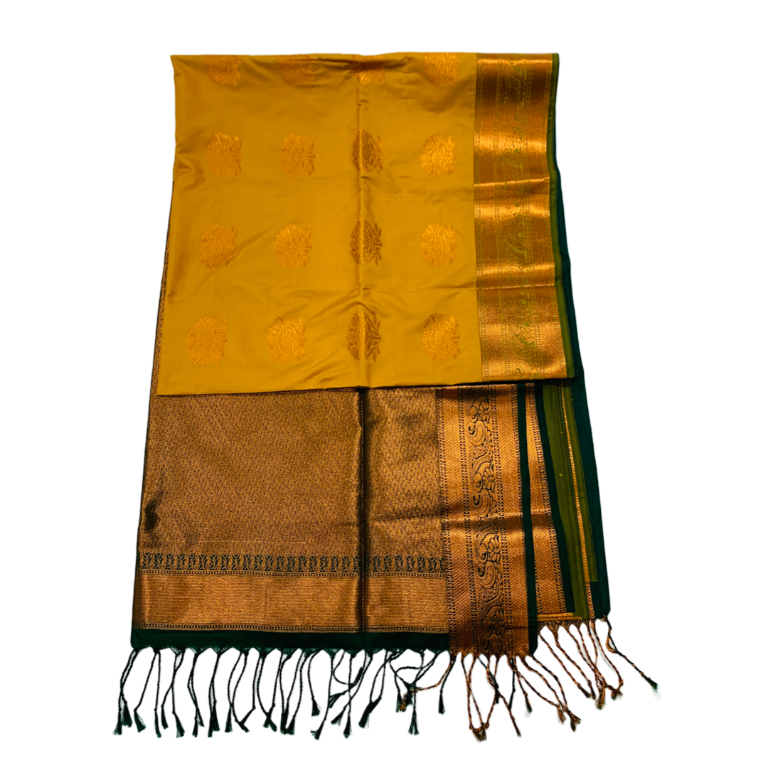 Soft Vegan Silk Saree Golden Yellow Colour