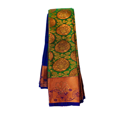 Vegan Silk Saree  with Copper with Violet with flower design.