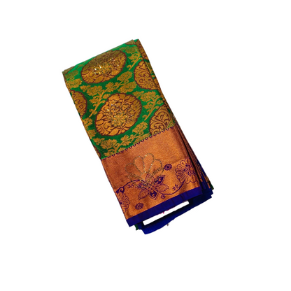 Vegan Silk Saree  with Copper with Violet with flower design.