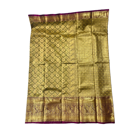 Vegan Silk Saree Golden Black with Floral design