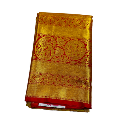 Golden shade Soft kanchi pattu with Maroon and Golden Border