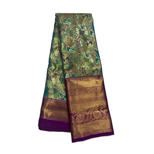 Vegan Silk Saree Apple Green Colour